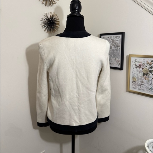 kate spade color block cardigan in white with black accents size small - Picture 2 of 10